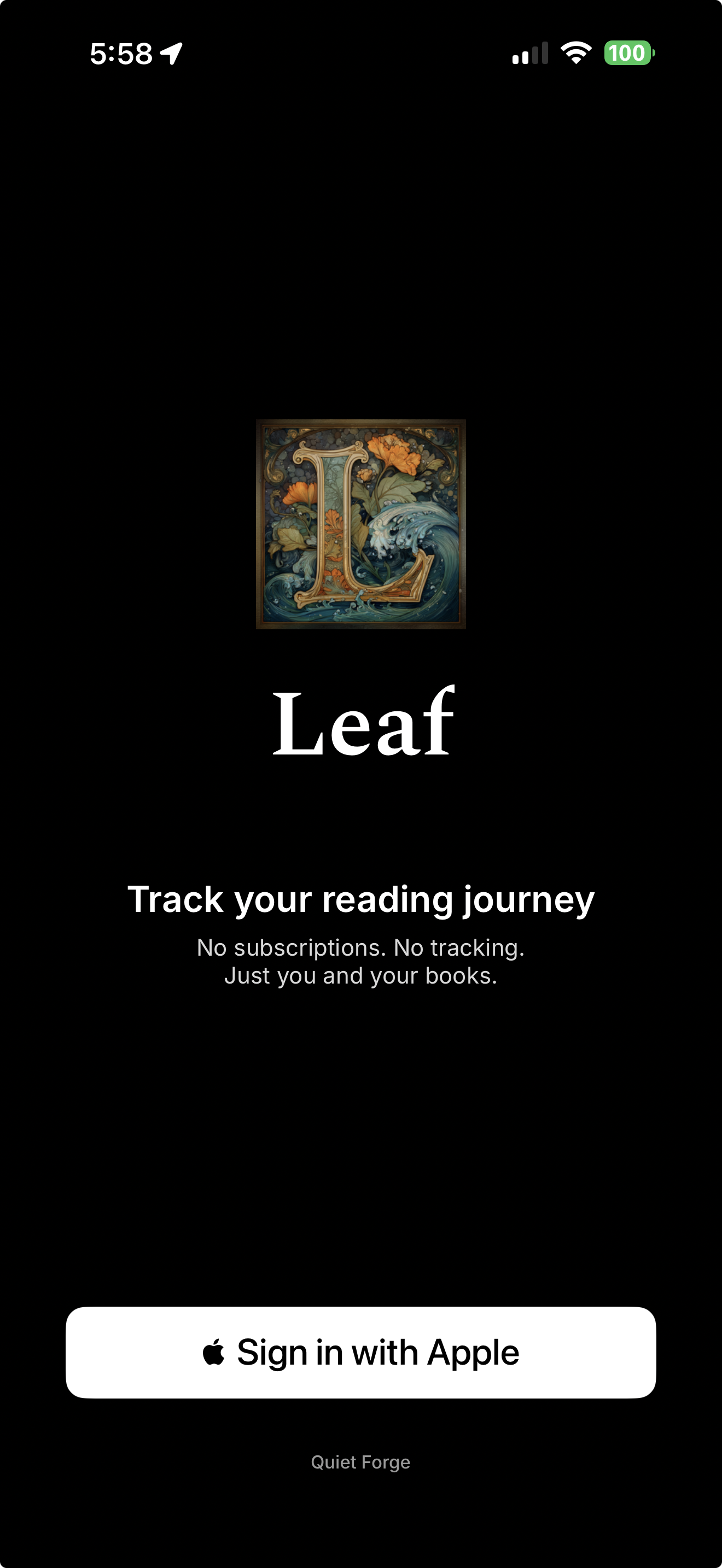 Leaf sign in with Apple